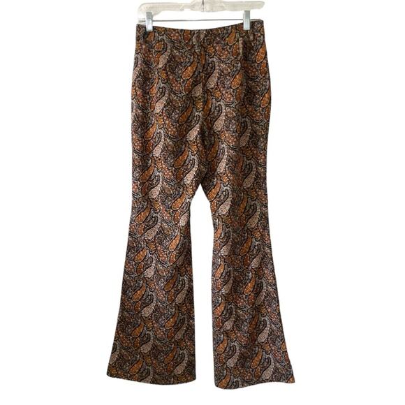 Princess Polly Bell Bottom Paisley Pants Size 4 Corduroy Brown 70s Retro - Picture 3 of 6